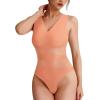 imageREORIA Womens V Neck Sleeveless Sexy Sheer Mesh Bodysuits Tank Tops 2024 SpringSummer Designer CollectionPeach Nectar