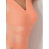 imageREORIA Womens V Neck Sleeveless Sexy Sheer Mesh Bodysuits Tank Tops 2024 SpringSummer Designer CollectionPeach Nectar