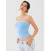 imageREORIA Womens Y2K Cute Tube Top Double Lined Strapless Backless Sleeveless Crop Top for Summer 2025 Going OutAiry Blue