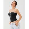 imageREORIA Womens Y2K Cute Tube Top Double Lined Strapless Backless Sleeveless Crop Top for Summer 2025 Going OutBlack