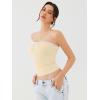 imageREORIA Womens Y2K Cute Tube Top Double Lined Strapless Backless Sleeveless Crop Top for Summer 2025 Going OutButtercream