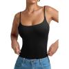 imageREORIA Women Sexy Cami Square Neck Thong Bodysuit Backless Spaghetti Strap Tank TopBlack Onyx