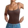 imageREORIA Women Sexy Cami Square Neck Thong Bodysuit Backless Spaghetti Strap Tank TopChocolate Lab