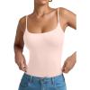 imageREORIA Women Sexy Cami Square Neck Thong Bodysuit Backless Spaghetti Strap Tank TopSilver Peony