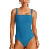 imageREORIA Womens Square Neck Sleeveless Sexy Lace Bodysuits Tank Tops 2024 SpringSummer Designer CollectionBlue Aster