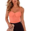 imageREORIA Womens Trendy Sexy Mesh Sheer Spaghetti Strap Going Out Slimming Bustier Corset Bodysuit With Built In BraBright Orange