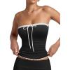 imageREORIA Womens Y2K Cute Tube Top Double Lined Strapless Backless Sleeveless Crop Top for Summer 2025 Going OutBlack