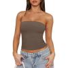 imageREORIA Womens Y2K Strapless Backless Tube Top Double Lined Sleeveless Crop Tank Top for Summer 2025 Going OutCoffee Grey