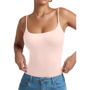 imageREORIA Women Sexy Cami Square Neck Thong Bodysuit Backless Spaghetti Strap Tank TopSilver Peony
