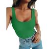 imageREORIA Bodysuit for Women Scoop Neck Sleeveless Tank Top Bodysuits 2025 Sexy Thong Bodysuit Basic Leotards for WomenKelly Green