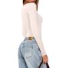 imageREORIA Womens Basic Lightweight Layering Sexy Slim Square Neck Long Sleeve Bodysuit TopsDew