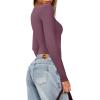 imageREORIA Womens Basic Lightweight Layering Sexy Slim Square Neck Long Sleeve Bodysuit TopsMasala