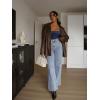 imageREORIA Womens Basic Lightweight Layering Sexy Slim Square Neck Long Sleeve Bodysuit TopsStarry Blue