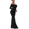 imageREORIA Womens Long Sleeve Strapless OffShoulder Reversible Neckline Mermaid Dress 2025 FallWinter Designer CollectionBlack