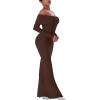 imageREORIA Womens Long Sleeve Strapless OffShoulder Reversible Neckline Mermaid Dress 2025 FallWinter Designer CollectionCocoa