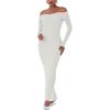 imageREORIA Womens Long Sleeve Strapless OffShoulder Reversible Neckline Mermaid Dress 2025 FallWinter Designer CollectionGrey