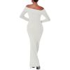 imageREORIA Womens Long Sleeve Strapless OffShoulder Reversible Neckline Mermaid Dress 2025 FallWinter Designer CollectionGrey