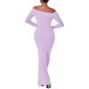 imageREORIA Womens Long Sleeve Strapless OffShoulder Reversible Neckline Mermaid Dress 2025 FallWinter Designer CollectionLavender