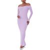 imageREORIA Womens Long Sleeve Strapless OffShoulder Reversible Neckline Mermaid Dress 2025 FallWinter Designer CollectionLavender