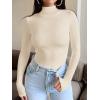 imageREORIA Womens Mock Turtle Neck Long Sleeve Bodysuit Lightweight Slim Layering Tops for Fall Winter 2024Apricot