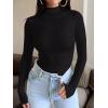 imageREORIA Womens Mock Turtle Neck Long Sleeve Bodysuit Lightweight Slim Layering Tops for Fall Winter 2024Black