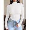 imageREORIA Womens Mock Turtle Neck Long Sleeve Bodysuit Lightweight Slim Layering Tops for Fall Winter 2024White