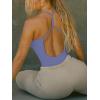 imageREORIA Womens Sexy Scoop Neck Backless Bodysuits Open TBack Cami Sleeveless Bodysuit Tank Top TrendyBlue Nova