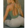 imageREORIA Womens Sexy Scoop Neck Backless Bodysuits Open TBack Cami Sleeveless Bodysuit Tank Top TrendyDark Green