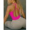 imageREORIA Womens Sexy Scoop Neck Backless Bodysuits Open TBack Cami Sleeveless Bodysuit Tank Top TrendyNeon Rose Red
