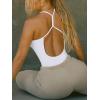 imageREORIA Womens Sexy Scoop Neck Backless Bodysuits Open TBack Cami Sleeveless Bodysuit Tank Top TrendyWhite
