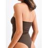 imageREORIA Womens Sexy Strapless Ruched Bodysuit Tube Top Sleeveless Trendy Body SuitsChocolate