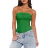 imageREORIA Womens Sexy Strapless Ruched Bodysuit Tube Top Sleeveless Trendy Body SuitsKelly Green