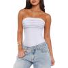 imageREORIA Womens Sexy Strapless Ruched Bodysuit Tube Top Sleeveless Trendy Body SuitsWhite