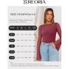 imageREORIA Womens Trendy Sexy Boat Neck Bell Sleeve Sheer Mesh Going Out Bodysuit TopsBurdundy