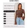 imageREORIA Womens Trendy Sexy Boat Neck Bell Sleeve Sheer Mesh Going Out Bodysuit TopsCoffee