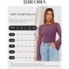 imageREORIA Womens Trendy Sexy Boat Neck Bell Sleeve Sheer Mesh Going Out Bodysuit TopsPurple