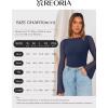 imageREORIA Womens Trendy Sexy Boat Neck Bell Sleeve Sheer Mesh Going Out Bodysuit TopsStarry Blue