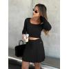 imageREORIA Womens Trendy Sexy High Waisted Pleated Skirts A Line Flared Going Out Mini Knit SkirtsBlack