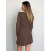imageREORIA Womens Trendy Sexy High Waisted Pleated Skirts A Line Flared Going Out Mini Knit SkirtsBrown