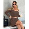 imageREORIA Womens Trendy Sexy High Waisted Pleated Skirts A Line Flared Going Out Mini Knit SkirtsBrown