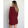 imageREORIA Womens Trendy Sexy High Waisted Pleated Skirts A Line Flared Going Out Mini Knit SkirtsBurgundy
