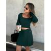 imageREORIA Womens Trendy Sexy High Waisted Pleated Skirts A Line Flared Going Out Mini Knit SkirtsForest Green
