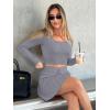 imageREORIA Womens Trendy Sexy High Waisted Pleated Skirts A Line Flared Going Out Mini Knit SkirtsLight Heather Grey