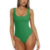 imageREORIA Bodysuit for Women Scoop Neck Sleeveless Tank Top Bodysuits 2025 Sexy Thong Bodysuit Basic Leotards for WomenKelly Green