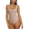 imageREORIA Bodysuit for Women Scoop Neck Sleeveless Tank Top Bodysuits 2025 Sexy Thong Bodysuit Basic Leotards for WomenSand