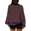 imageREORIA Oversized Sweatshirt for Women Trendy Fall Fashion 2025 Y2k Striped Long Sleeve Pullover Rugby Shirt Tops ClothesBlack Pink Striped