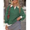 imageREORIA Oversized Sweatshirt for Women Trendy Fall Fashion 2025 Y2k Striped Long Sleeve Pullover Rugby Shirt Tops ClothesGreen Blue Striped