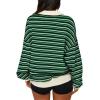 imageREORIA Oversized Sweatshirt for Women Trendy Fall Fashion 2025 Y2k Striped Long Sleeve Pullover Rugby Shirt Tops ClothesGreen Blue Striped