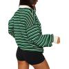 imageREORIA Oversized Sweatshirt for Women Trendy Fall Fashion 2025 Y2k Striped Long Sleeve Pullover Rugby Shirt Tops ClothesGreen Blue Striped