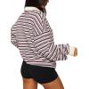 imageREORIA Oversized Sweatshirt for Women Trendy Fall Fashion 2025 Y2k Striped Long Sleeve Pullover Rugby Shirt Tops ClothesRed Blue Striped